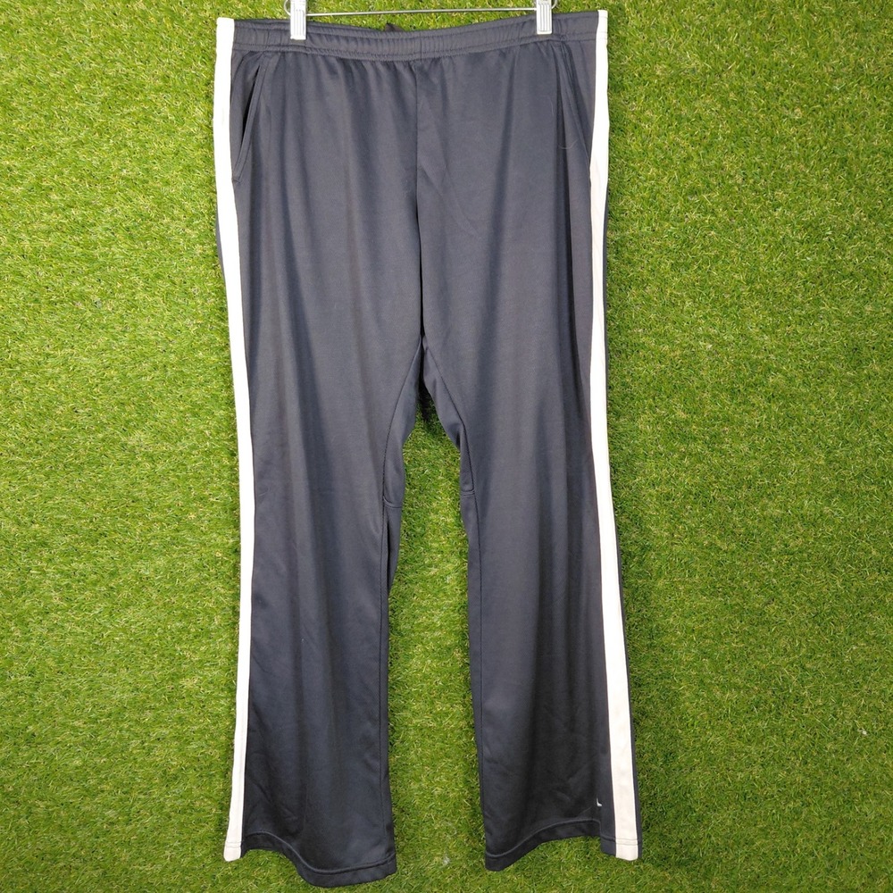 Nike Dri Fit Track Pants Athletic Black White Stripe Size L (12-14) Youth